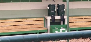 MLB style dugout bench, top seat seating